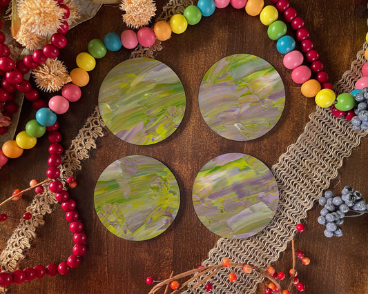 Green & Purple Abstract Coasters Set of 4
