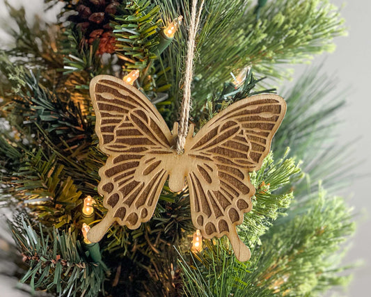 Butterfly Wood Rustic Ornament