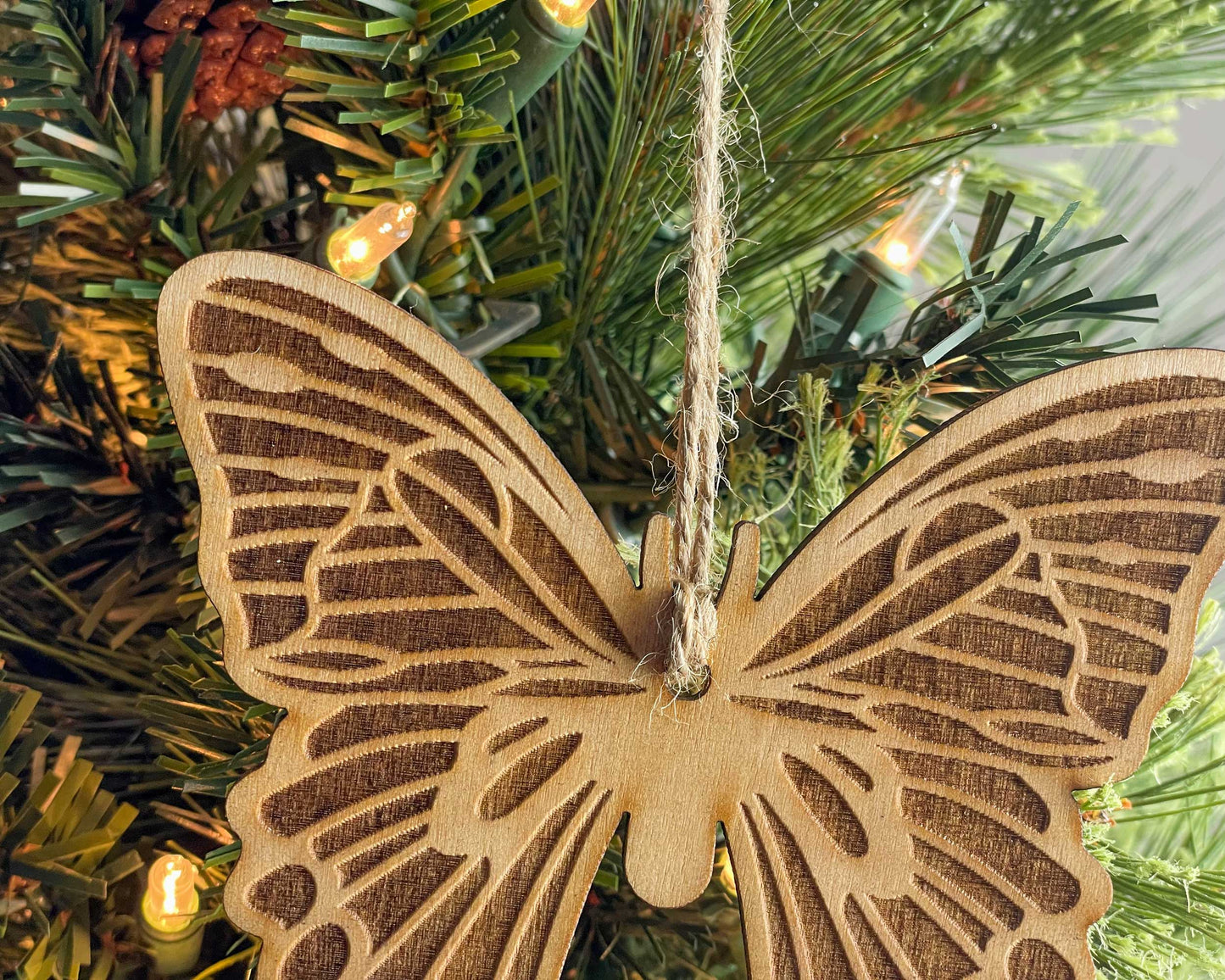 Butterfly Wood Rustic Ornament