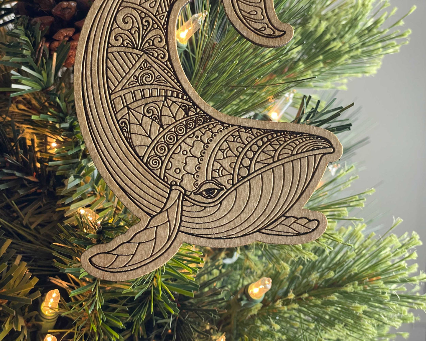 Whale Wood Rustic Ornament