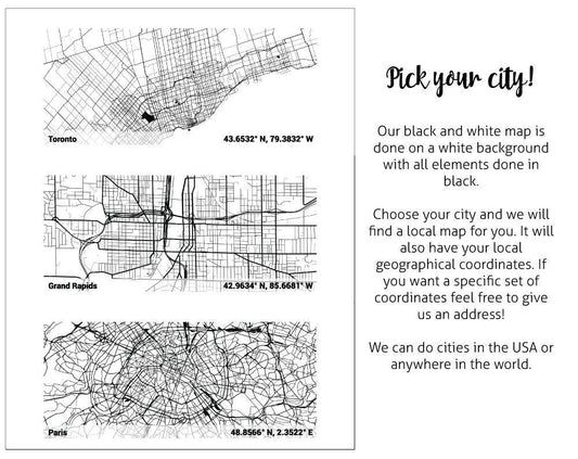 Personalized BLACK AND WHITE City Map Mug