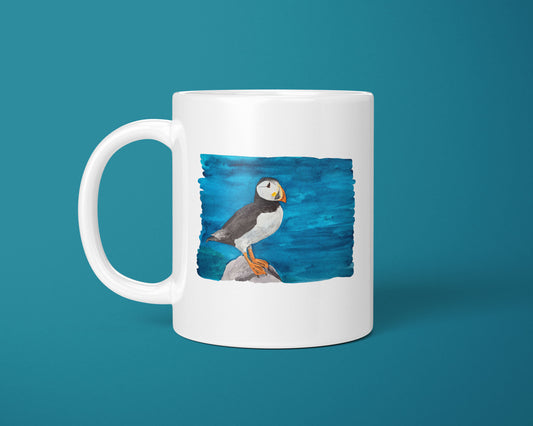 Painted Puffin Coffee Mug
