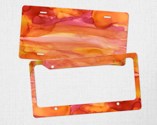 Orange Abstract License Plate