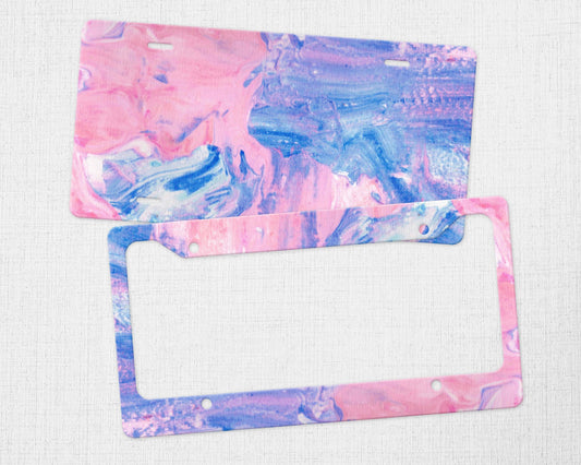 Pink and Blue Abstract License Plate - Infertility, Child Loss, Hyperemesis Gravidarum, Miscarriage, Infant Diseases, SIDS