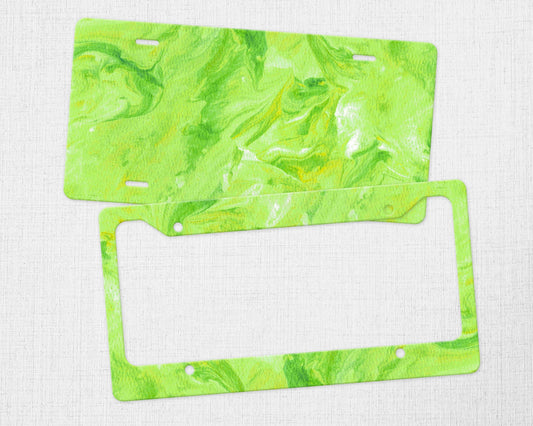 Lime Green Abstract License Plate - Lyme disease, Lymphoma, Mental Health, Postpartum Depression, Spasticity, Trichotillomania