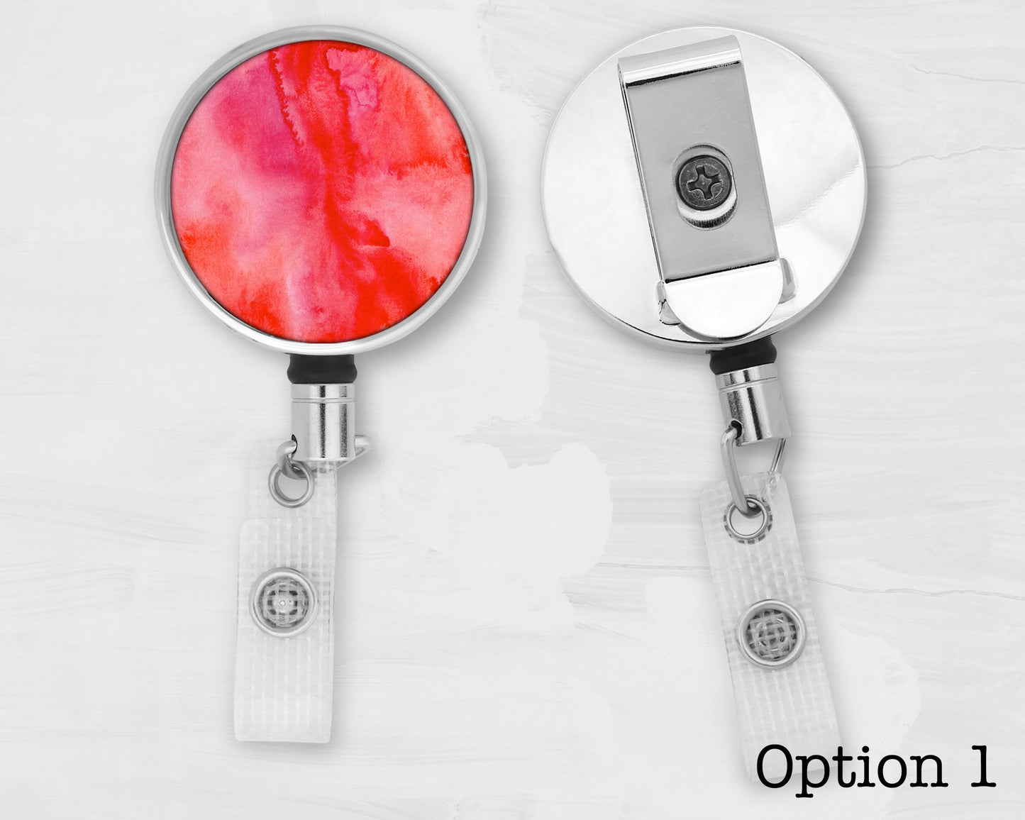 Red Abstract Art Badge Reel
