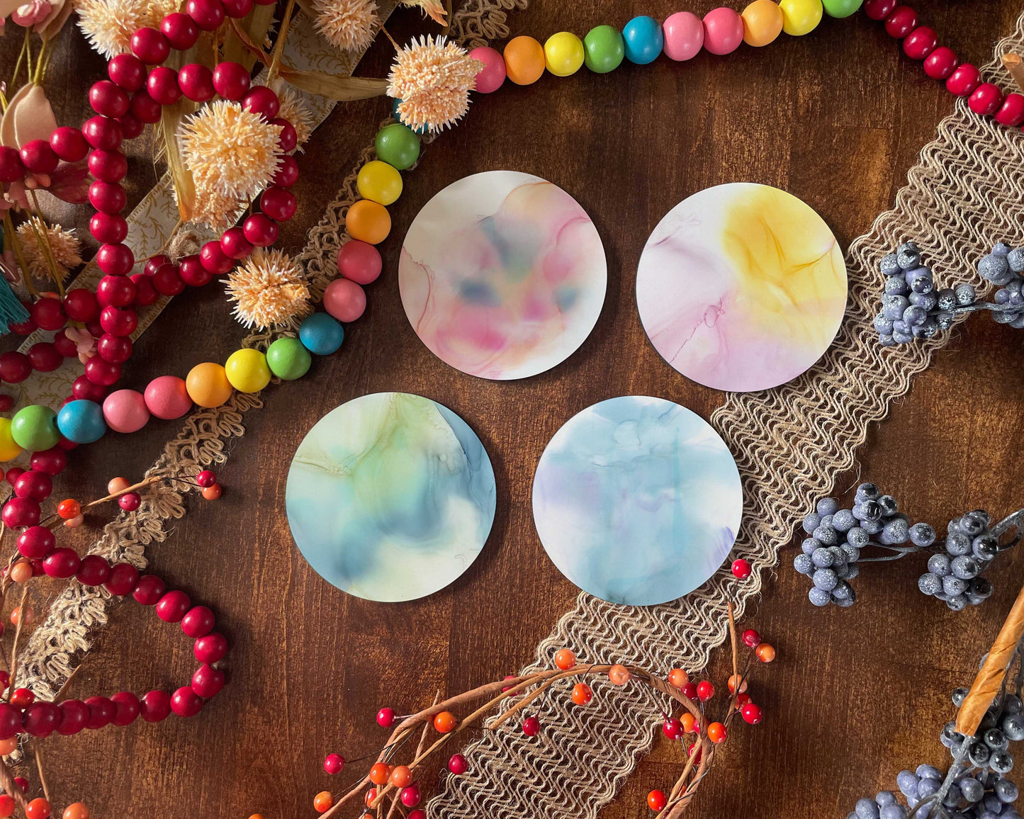 Pastel Abstract Coasters Set of 4