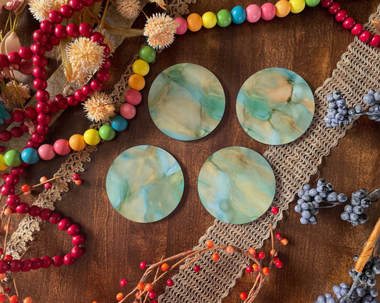 Sand & Blue Abstract Coasters Set of 4