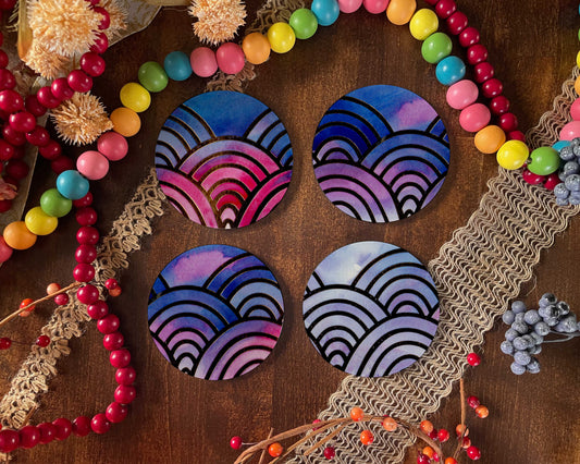 Purple Scallops Coasters Set of 4