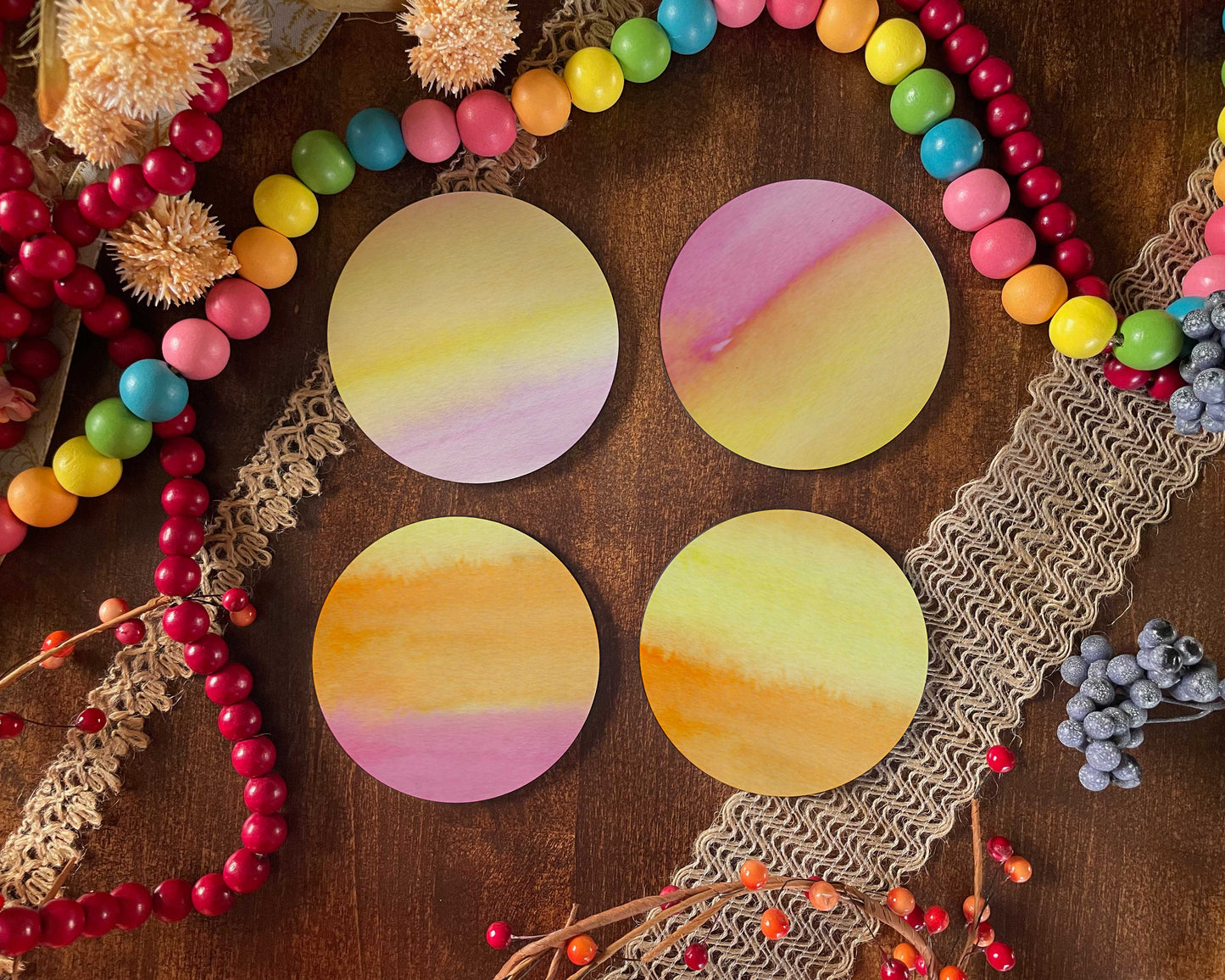 Warm Gradient Abstract Coasters Set of 4