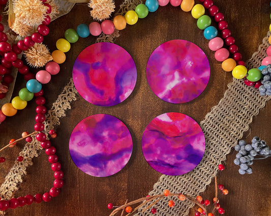 Purple and Red Abstract Coasters Set of 4