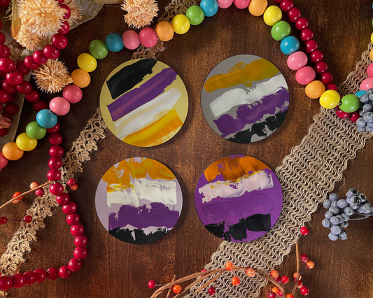 Nonbinary Pride Art Coasters Set of 4