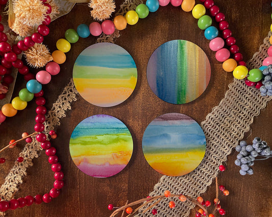 Pastel Rainbows Coasters Set of 4
