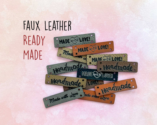 Premade Faux Leather Garment Labels - Small Bars