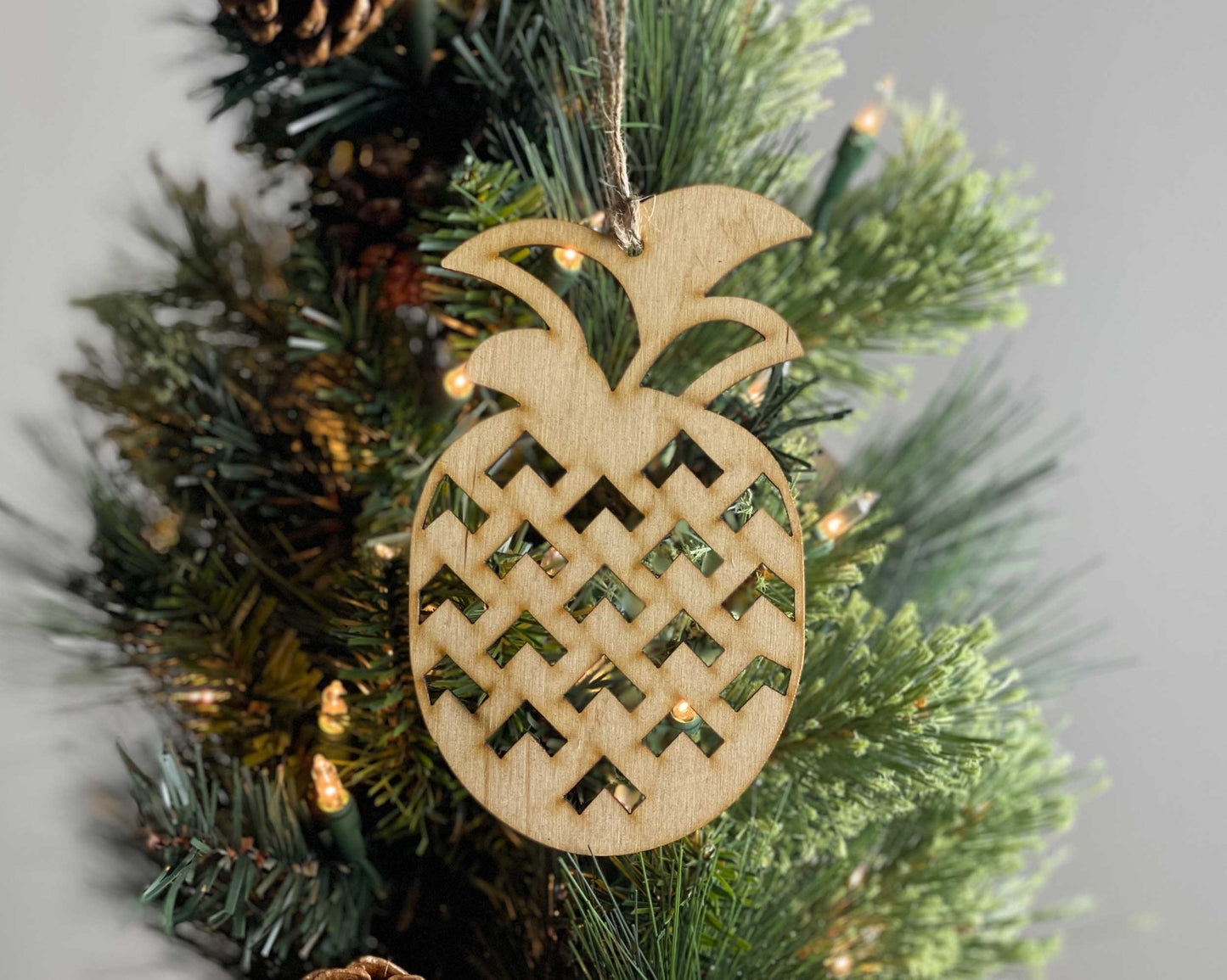 Pineapple Wood Rustic Ornament