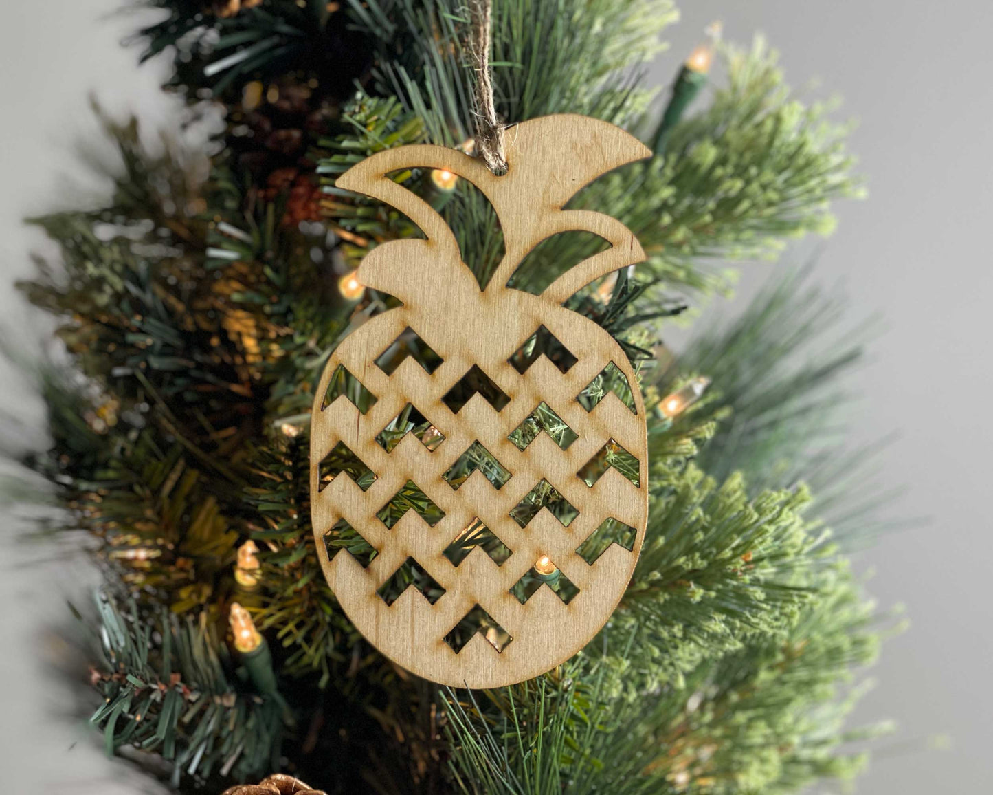 Pineapple Wood Rustic Ornament