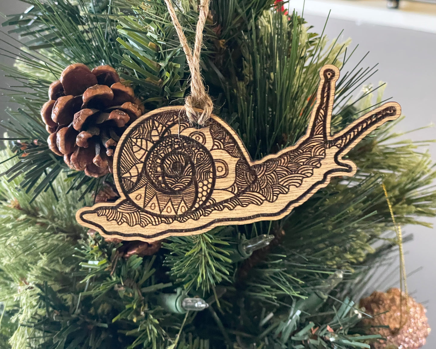 Snail Wood Rustic Ornament