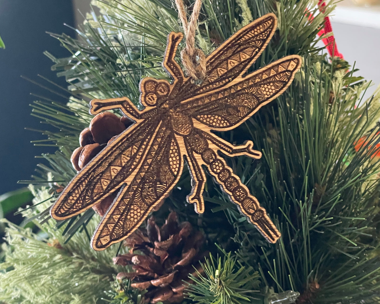 Dragonfly Wood Rustic Ornament