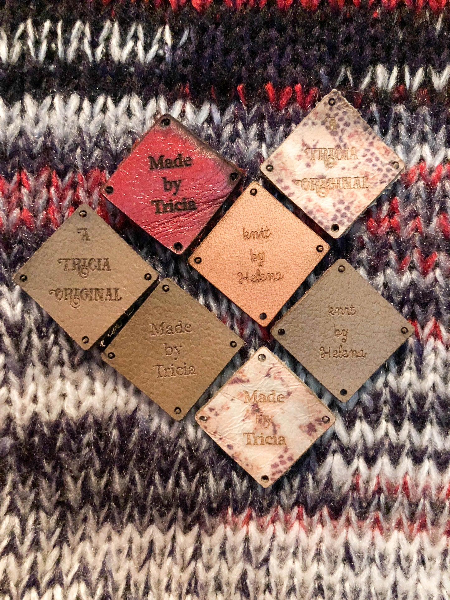 Knitting Tags - Hem Tags - Crochet Tags - Sewing Tags - Leather tags - Garment Tags - Product Tags - Knitting Labels - Set of 25 - Diamonds