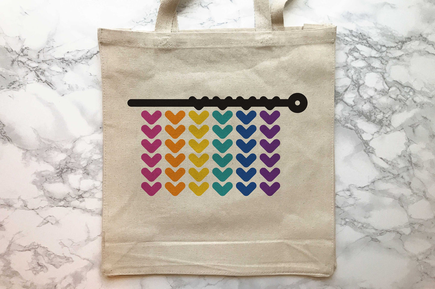 Rainbow Knitting Tote Bag