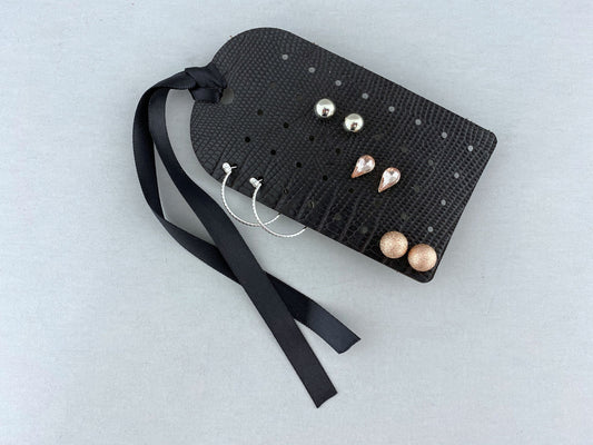 Portable Earring Organizer for Studs and Hoops - Textured Dark Colours