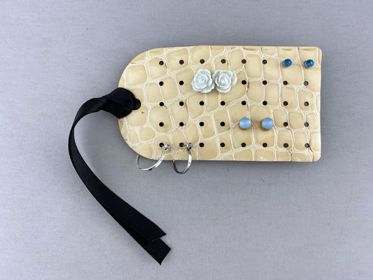 Portable Earring Organizer for Studs and Hoops - Textured Light Colours