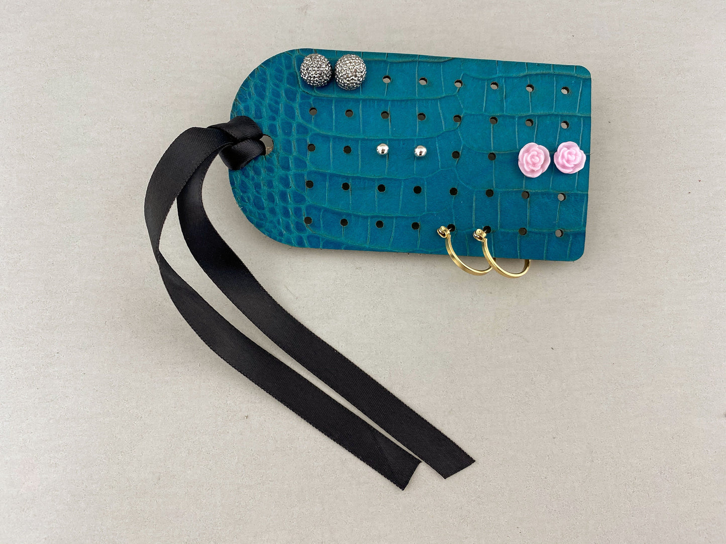 Portable Earring Organizer for Studs and Hoops - Textured Cool Colours