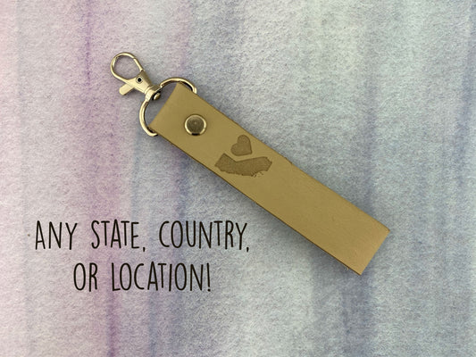 Personalized Location Leather Keychain