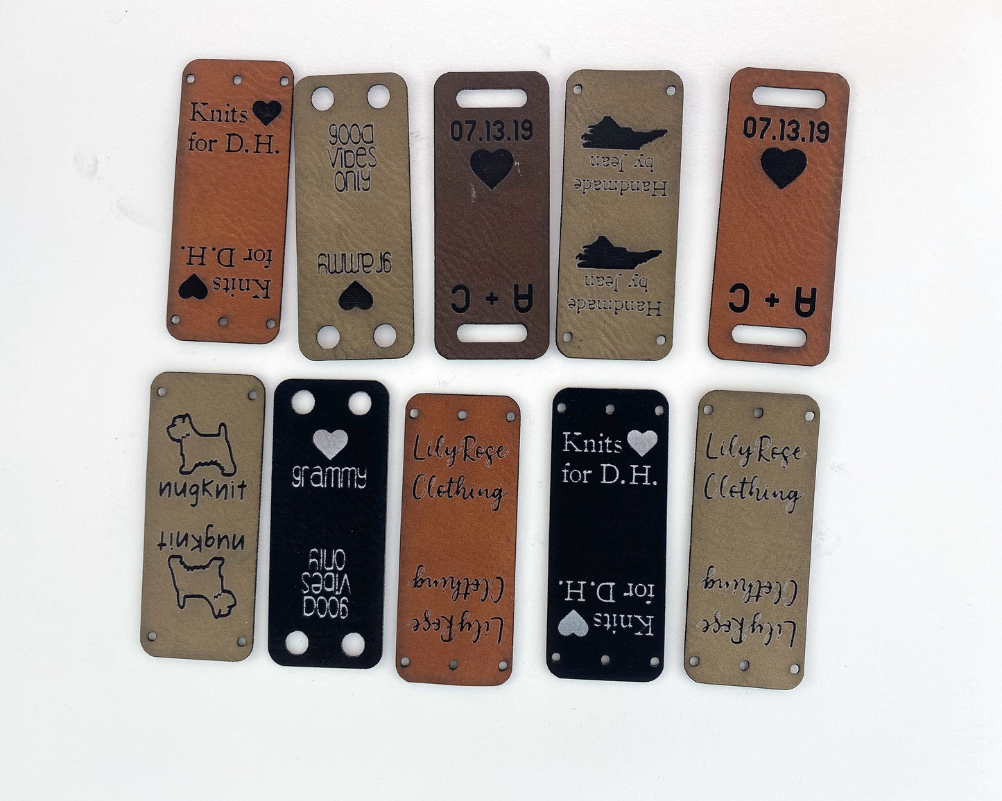Faux Leather Garment Tags - Double Sided Foldover