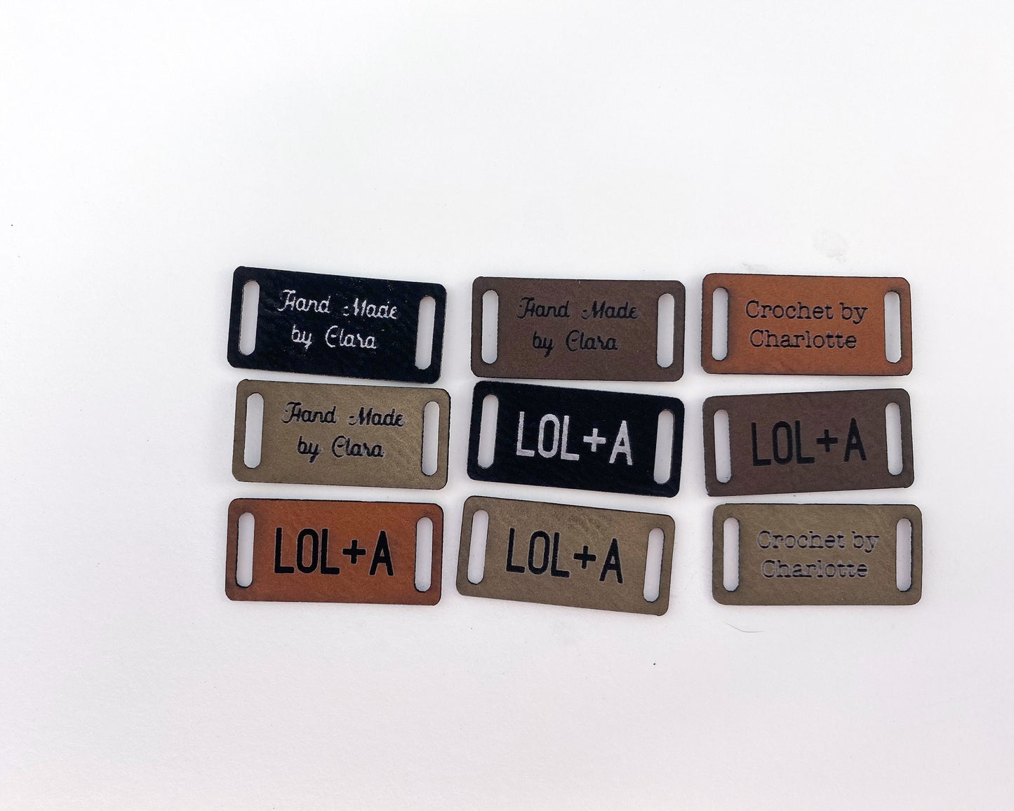 Faux Leather Knitting Tags - Blocks with Yarn Holes