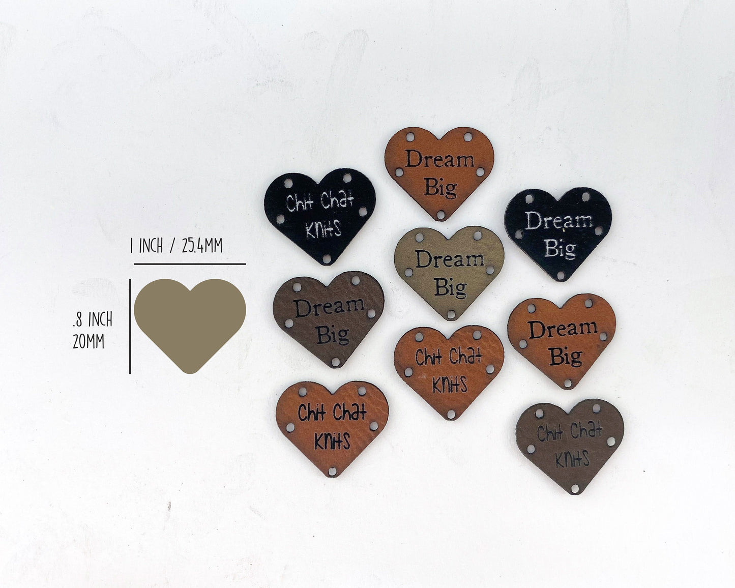 Faux Leather Garment Tags - Hearts
