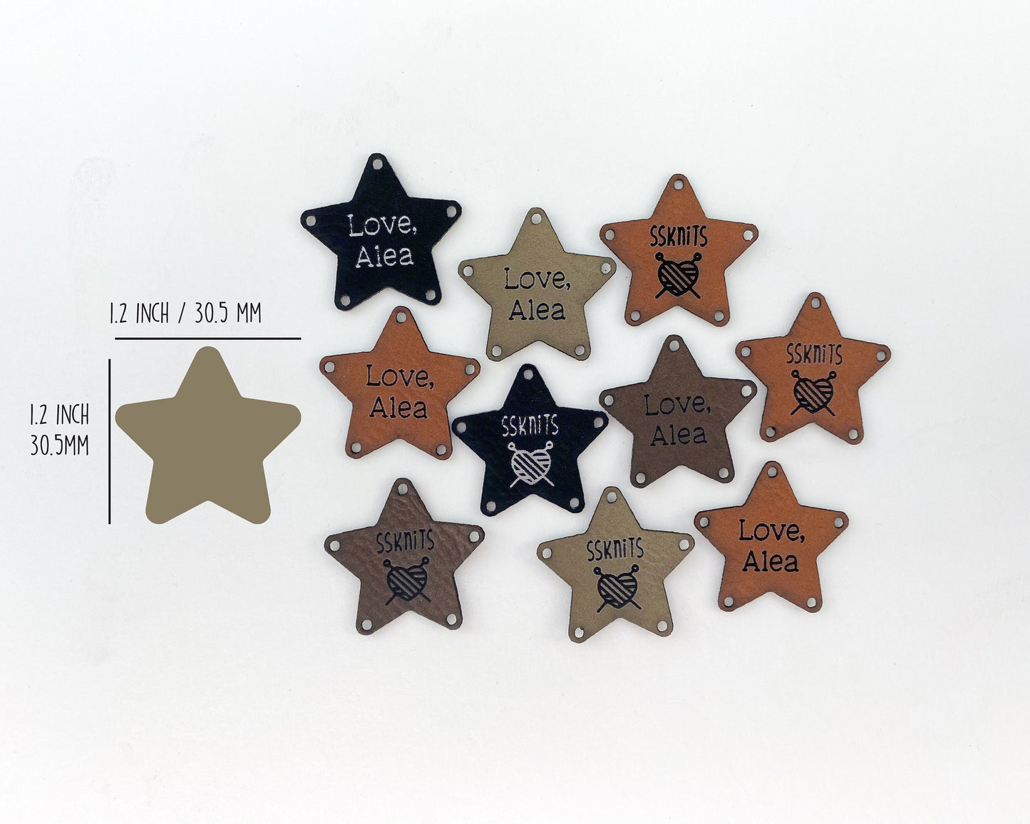 Faux Leather Garment Tags - Stars