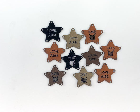 Faux Leather Garment Tags - Stars