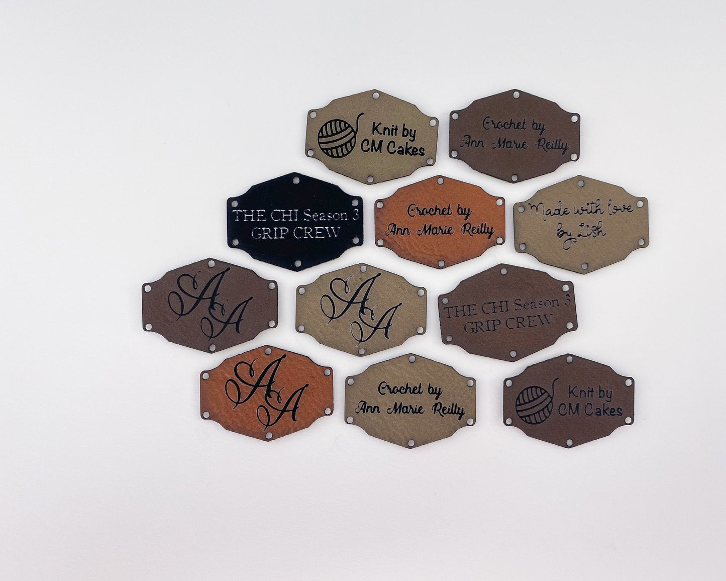 Faux Leather Knitting Tags - Fancy Frame