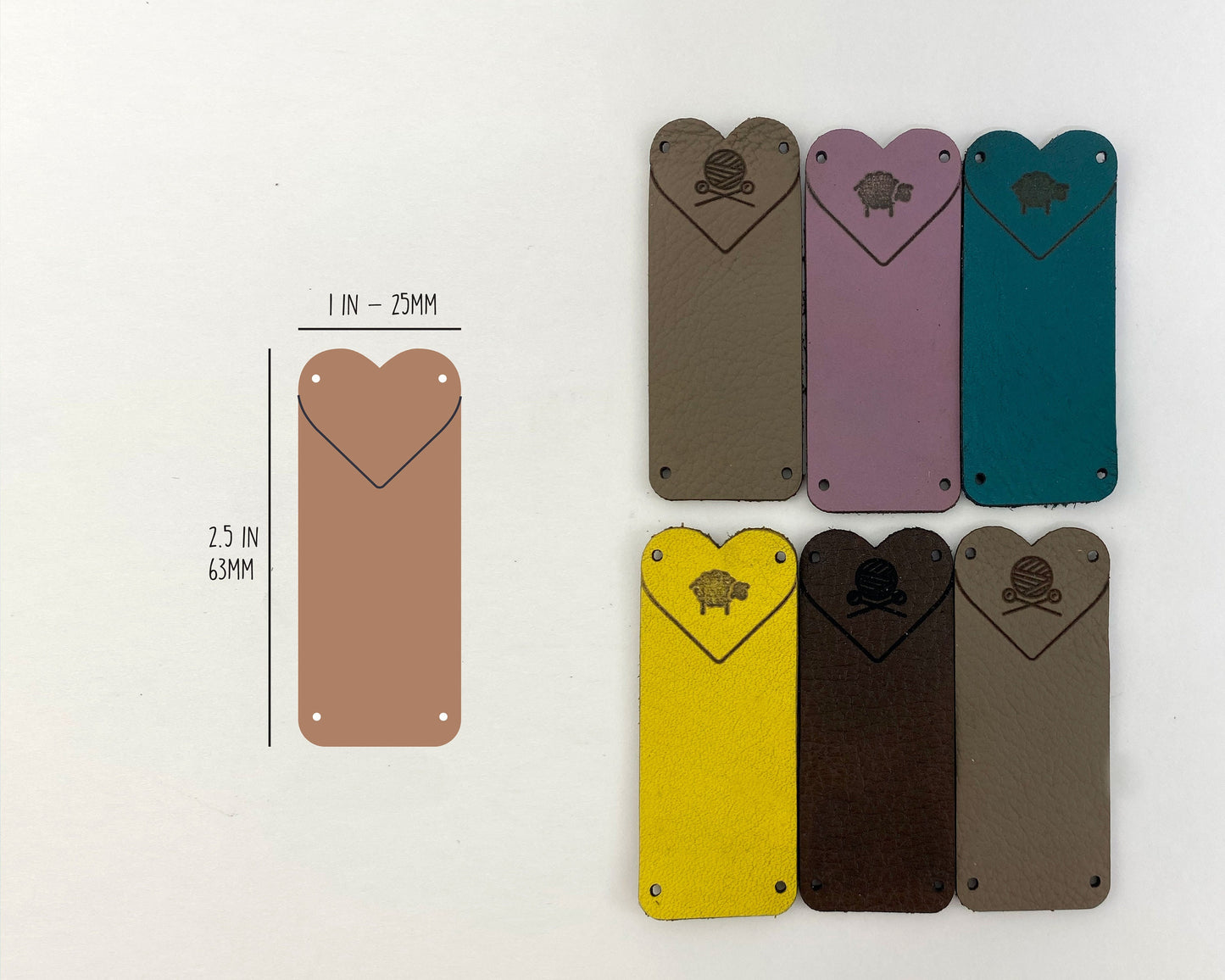 Leather Garment Tags - Heart Single Side Foldover