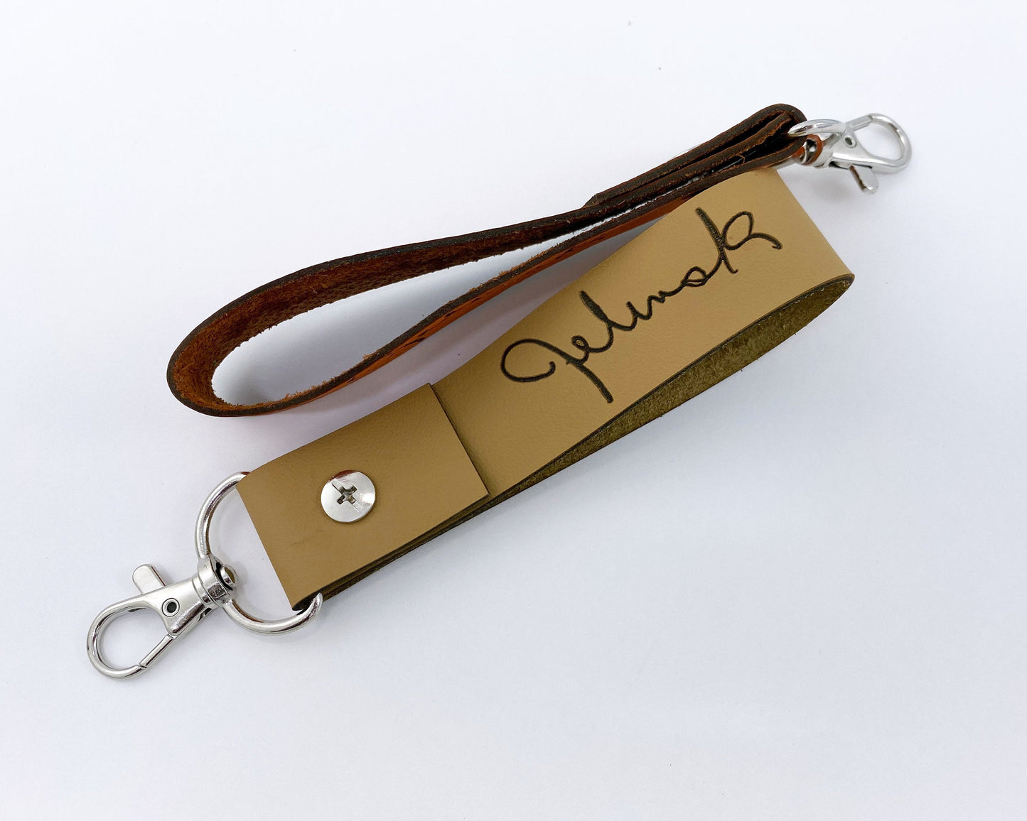 Personalized Engraved Leather Keychain