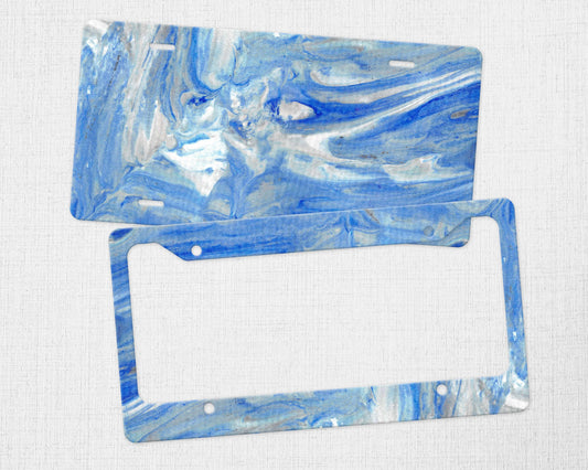 Blue & Gray Abstract License Plate - Type 1 Diabetes