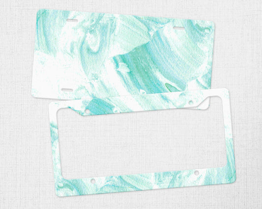 Sea Green Abstract License Plate - lisping, stammering, stuttering, speech impediments