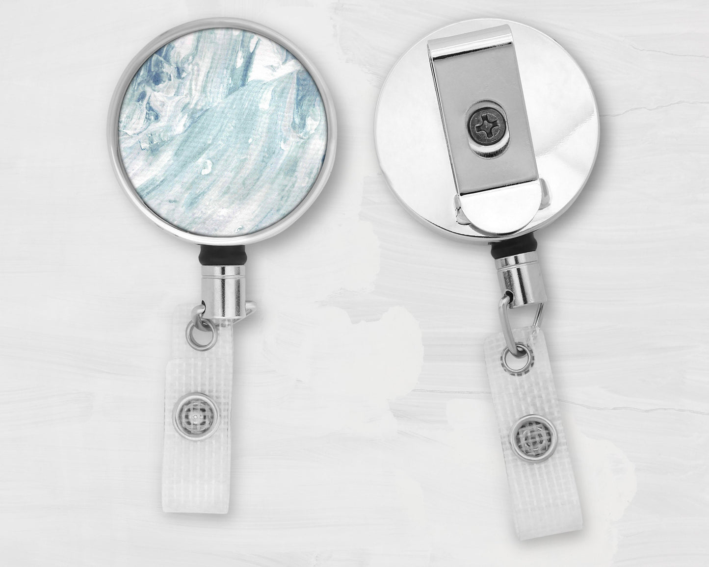 Blue Jean Abstract Art Badge Reel