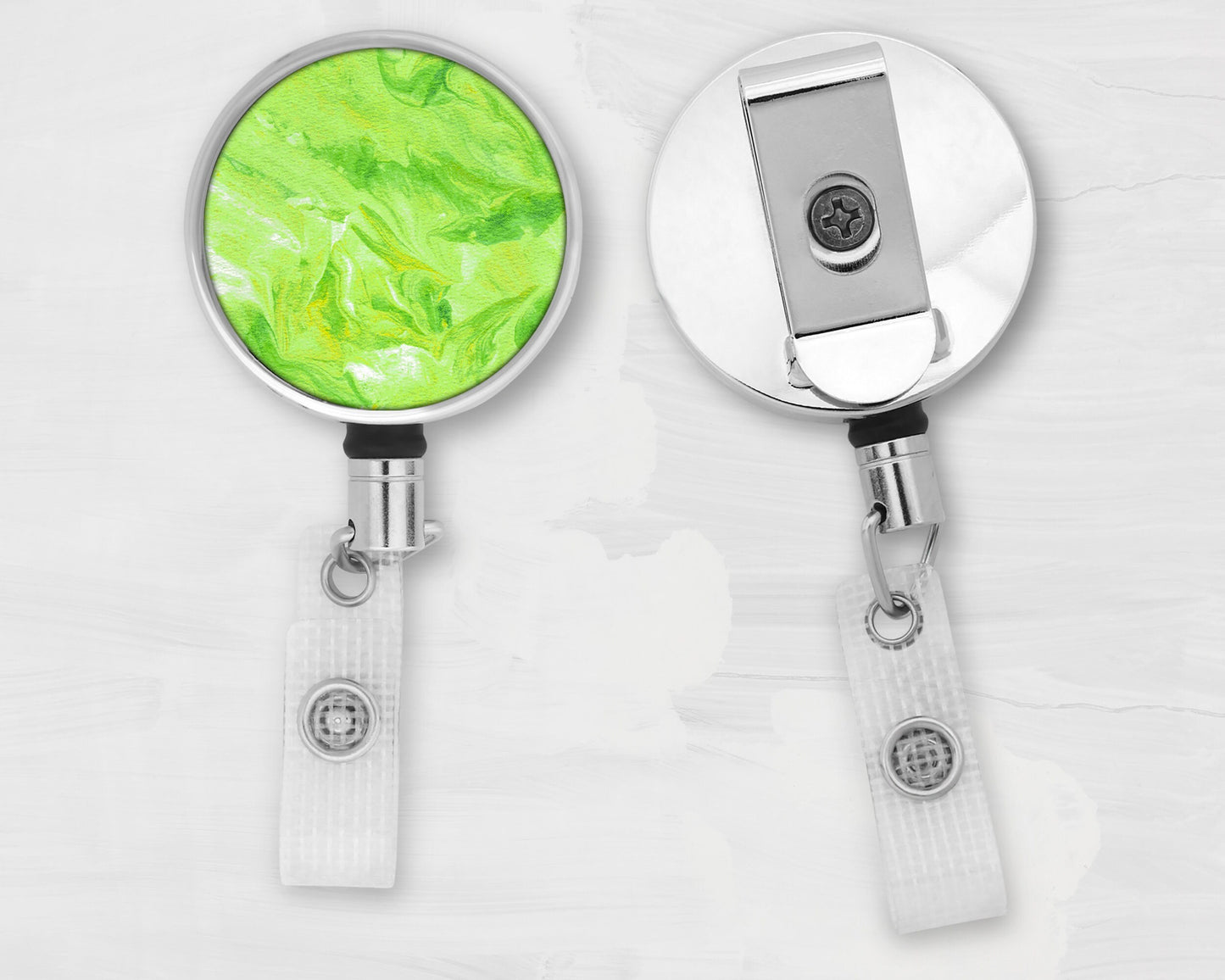Lime Green Abstract Art Badge Reel - Auditory Processing Disorder, Lyme disease, Depression, Achalasia, Muscular Dystrophy, Spasticity