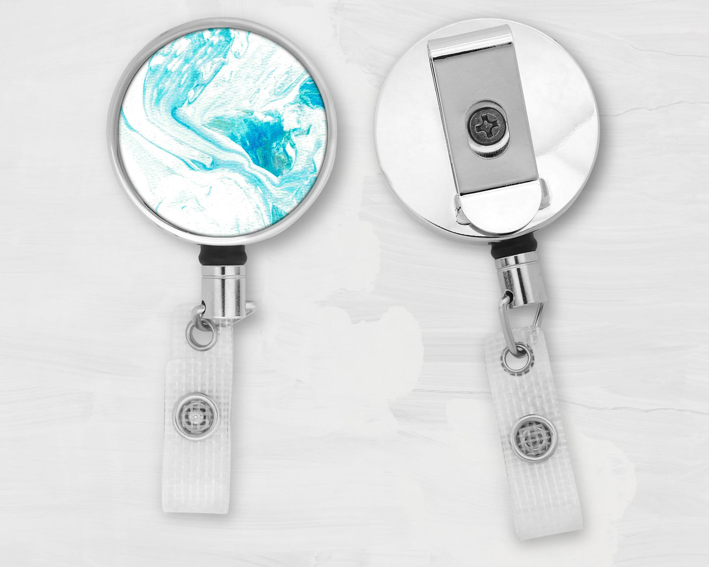 Sea Green Abstract Art Badge Reel - Lisping, Stammering, Stuttering