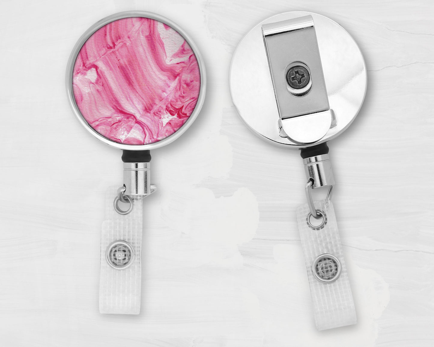 Hot Pink Abstract Art Badge Reel - Cleft Palate, Inflammatory Breast Cancer, Eosinophilic Esophagitis, Eosinophilic Disease