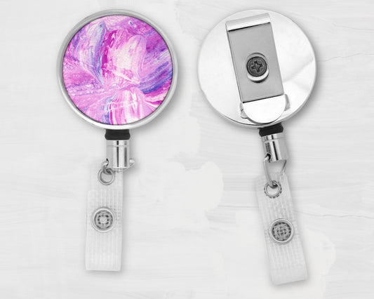Lavender Abstract Art Badge Reel - Cancer