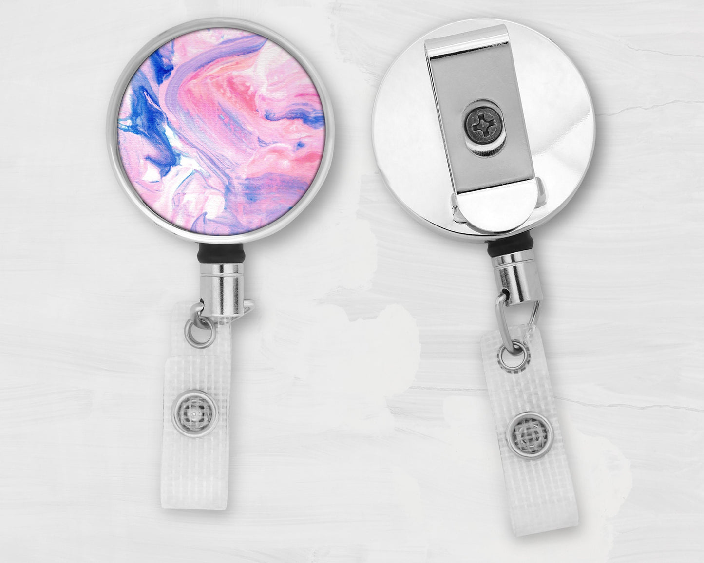 Pink and Blue Abstract Art Badge Reel - Infant Diseases, Miscarriage, Child Loss, Hyperemesis Gravidarum, SIDS, Premature Birth