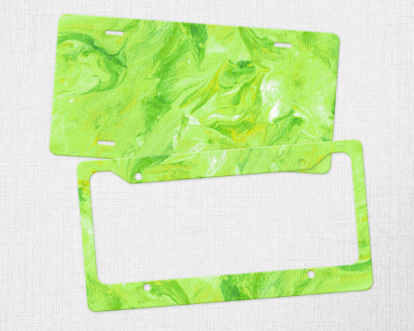Lime Green Abstract License Plate - Lyme disease, Lymphoma, Mental Health, Postpartum Depression, Spasticity, Trichotillomania