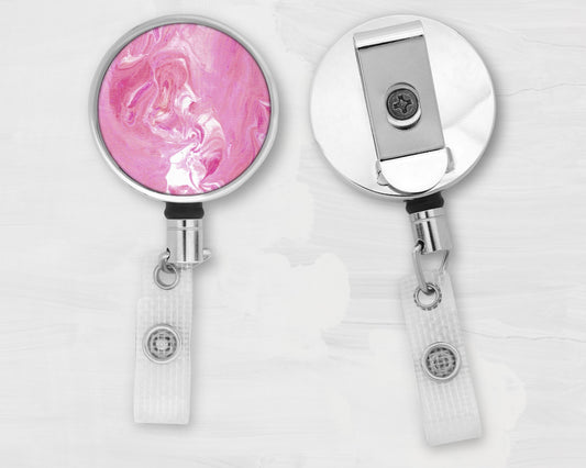 Pink Abstract Art Badge Reel - Paget’s Disease, Breast Cancer, Women's Health, Breast Reconstruction Awareness, Nursing Mothers
