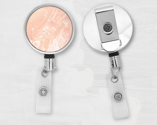 Peach Abstract Art Badge Reel - Endometrial Cancer, Invisible Illness, Uterine Cancer, Vaginal Cancer
